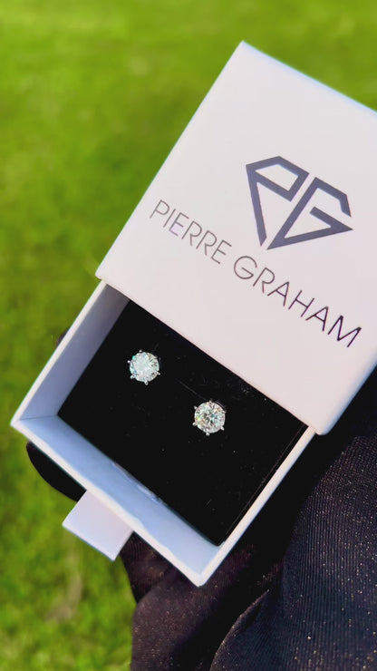 Hive Moissanite Stud Earrings (0.80 ct) in White Gold