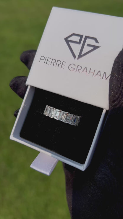 Jemma Emerald Cut CZ Eternity Band in Silver