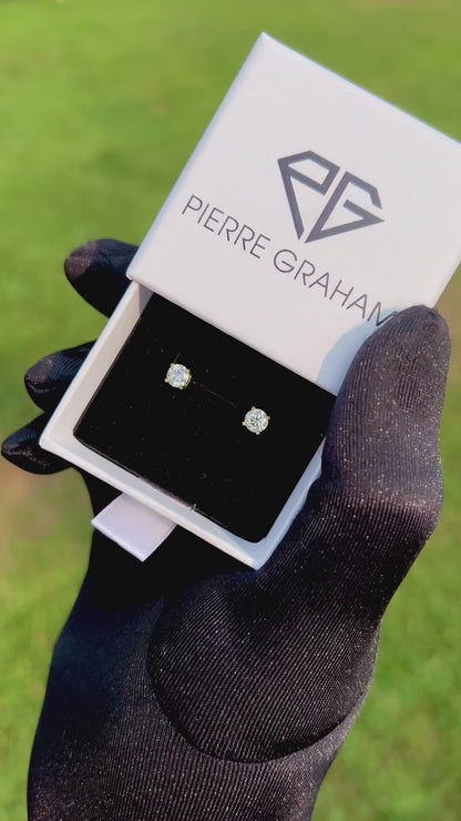 Solace Moissanite Stud Vermeil Earrings (.50ct) in 14K Gold