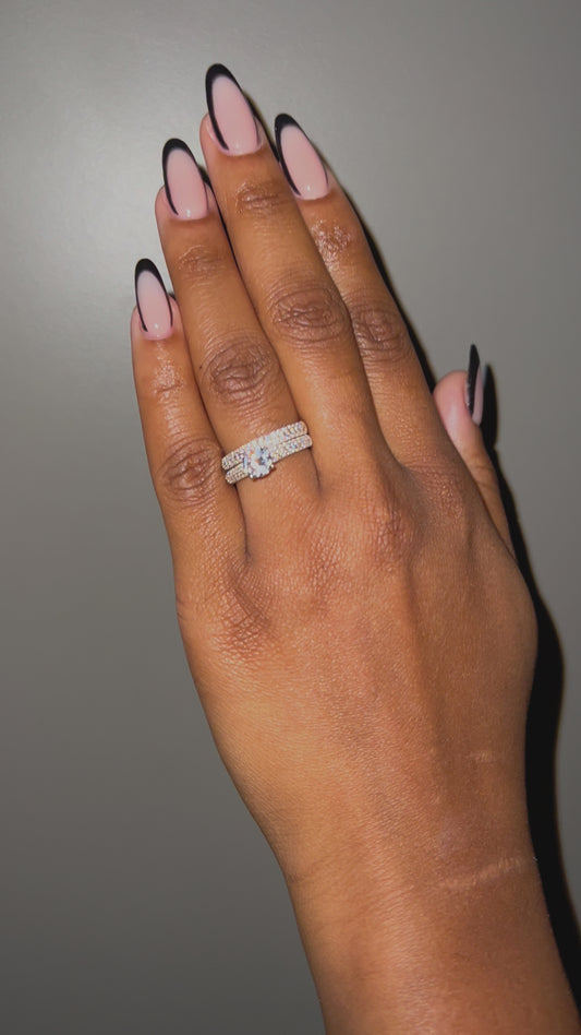 The Adrianna | Round Cut Sterling Silver Engagement Ring Set