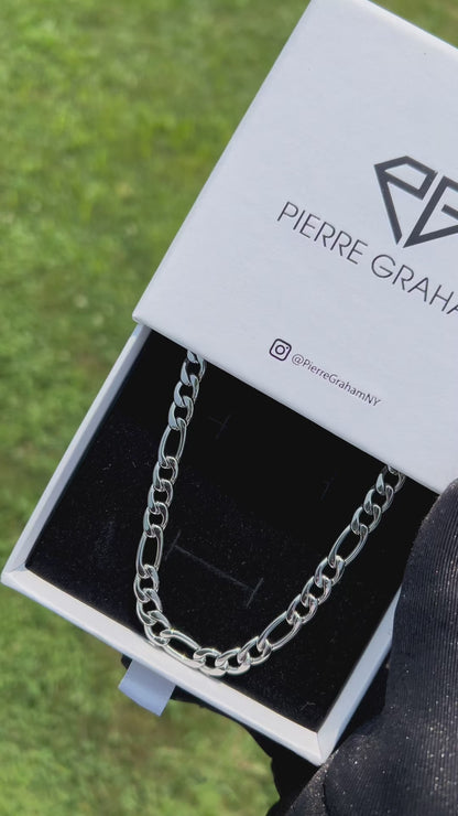 7mm Figaro Chain Necklace in Silver