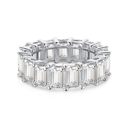 Jemma Emerald Cut CZ Eternity Band in Silver