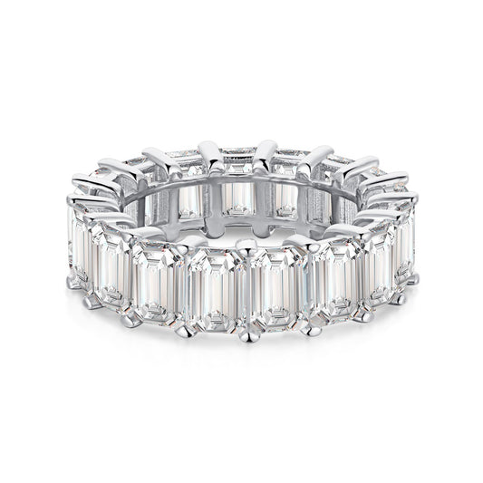 Jemma Emerald Cut CZ Eternity Band in Silver